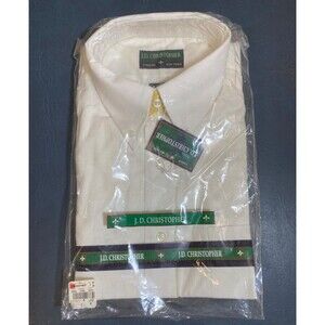 J.D. Christopher Oxford Shirt~Men's 17 34/35~White~Vintage~New Old Stock NWT